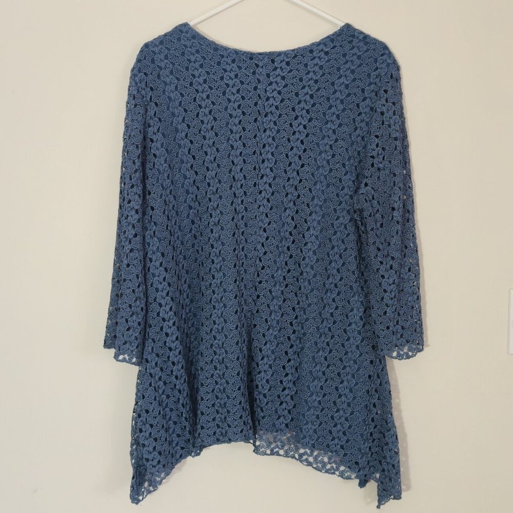 Initiatives XL Blue Lace Tunic Whimsigoth Boho Chic Bohemian Romantic Fairycore - Picture 8 of 10